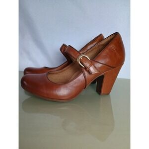 Women's Sofft Miranda Saddle Brown Leather Mary Jane Pump 7M Comfort